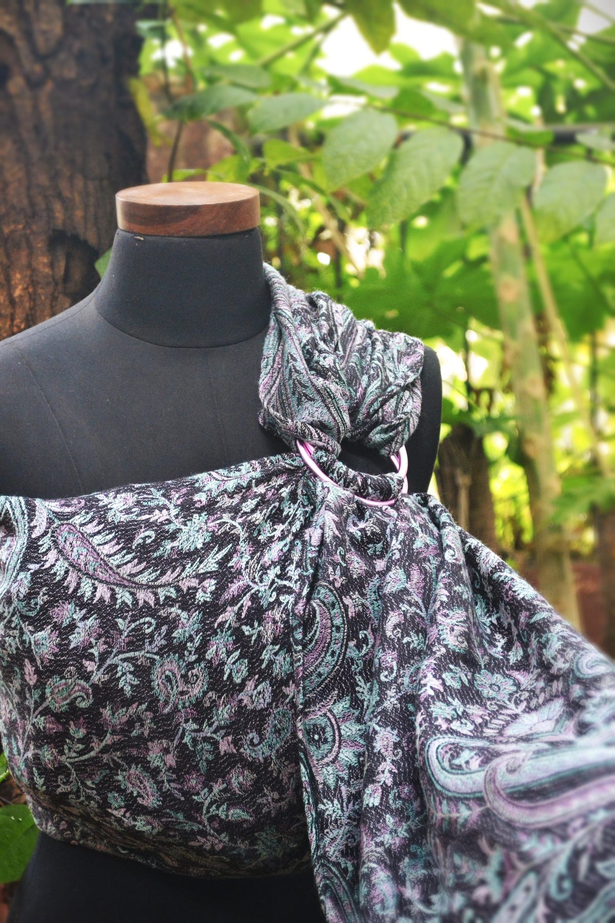 Cashmere Collection Black Pesta- Wrap Converted Ring Sling - Almitra Tattva