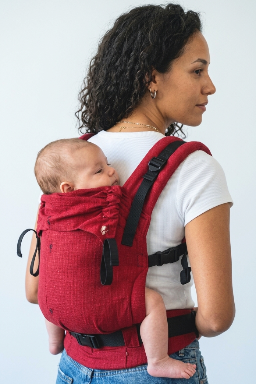Aruna Yoga Baby Carrier in back carry position