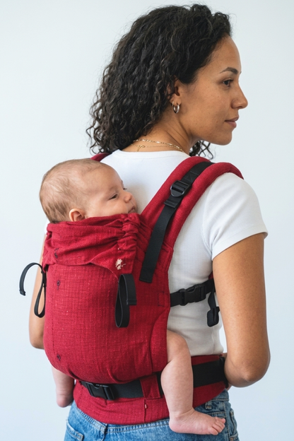 Aruna Yoga Baby Carrier in back carry position