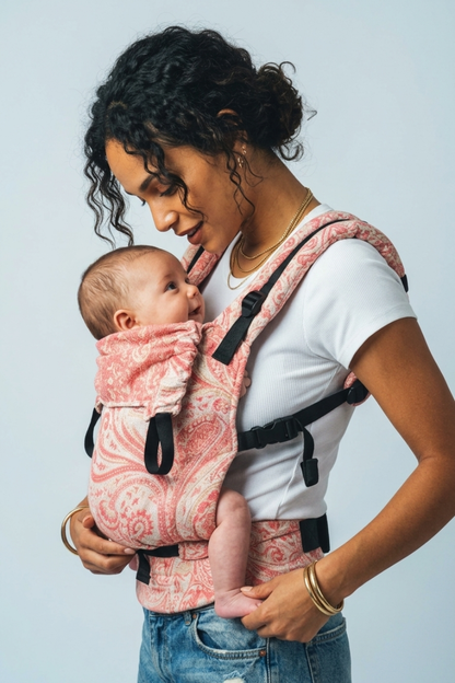 Baby comfortably held in Tushara 2.0 soft structured carrier